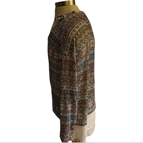 Kiara Sahara Geometric Lightweight LS Sweater w/ White Mock Undershirt Women XXL - Picture 3 of 11